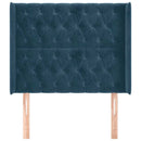 sengegavl med kanter 93x16x118/128 cm fløjl mørkeblå