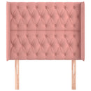 sengegavl med kanter 93x16x118/128 cm fløjl lyserød