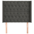 sengegavl med kanter 103x16x118/128 cm fløjl mørkegrå