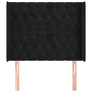 sengegavl med kanter 103x16x118/128 cm fløjl sort