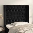 sengegavl med kanter 103x16x118/128 cm fløjl sort