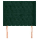 sengegavl med kanter 103x16x118/128 cm fløjl mørkegrøn