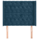 sengegavl med kanter 103x16x118/128 cm fløjl mørkeblå