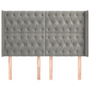 sengegavl med kanter 147x16x118/128 cm fløjl lysegrå