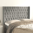 sengegavl med kanter 147x16x118/128 cm fløjl lysegrå