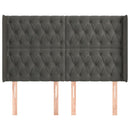 sengegavl med kanter 147x16x118/128 cm fløjl mørkegrå
