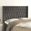sengegavl med kanter 147x16x118/128 cm fløjl mørkegrå