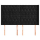 sengegavl med kanter 147x16x118/128 cm fløjl sort