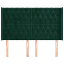 sengegavl med kanter 147x16x118/128 cm fløjl mørkegrøn