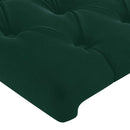 sengegavl med kanter 147x16x118/128 cm fløjl mørkegrøn