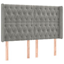 sengegavl med kanter 163x16x118/128 cm fløjl lysegrå