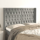 sengegavl med kanter 163x16x118/128 cm fløjl lysegrå