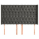 sengegavl med kanter 163x16x118/128 cm fløjl mørkegrå