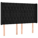 sengegavl med kanter 163x16x118/128 cm fløjl sort