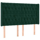 sengegavl med kanter 163x16x118/128 cm fløjl mørkegrøn