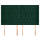 sengegavl med kanter 163x16x118/128 cm fløjl mørkegrøn
