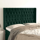 sengegavl med kanter 163x16x118/128 cm fløjl mørkegrøn