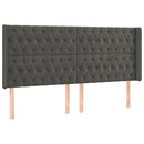 sengegavl med kanter 183x16x118/128 cm fløjl mørkegrå