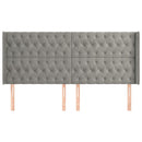 sengegavl med kanter 203x16x118/128 cm fløjl lysegrå