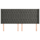 sengegavl med kanter 203x16x118/128 cm fløjl mørkegrå