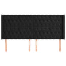 sengegavl med kanter 203x16x118/128 cm fløjl sort