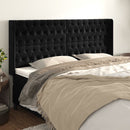 sengegavl med kanter 203x16x118/128 cm fløjl sort