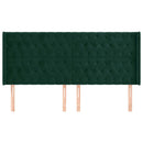 sengegavl med kanter 203x16x118/128 cm fløjl mørkegrøn