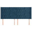 sengegavl med kanter 203x16x118/128 cm fløjl mørkeblå