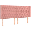 sengegavl med kanter 203x16x118/128 cm fløjl lyserød