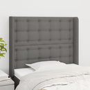 sengegavl med kanter 83x16x118/128 cm stof mørkegrå