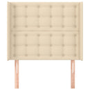 sengegavl med kanter 83x16x118/128 cm stof cremefarvet