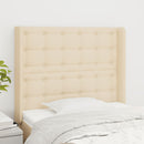 sengegavl med kanter 83x16x118/128 cm stof cremefarvet