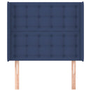 sengegavl med kanter 83x16x118/128 cm stof blå