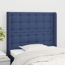 sengegavl med kanter 83x16x118/128 cm stof blå