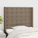 sengegavl med kanter 93x16x118/128 cm stof gråbrun