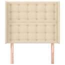 sengegavl med kanter 93x16x118/128 cm stof cremefarvet