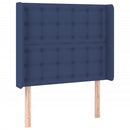 sengegavl med kanter 93x16x118/128 cm stof blå