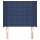 sengegavl med kanter 93x16x118/128 cm stof blå