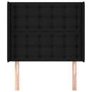 sengegavl med kanter 103x16x118/128 cm stof sort