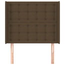 sengegavl med kanter 103x16x118/128 cm stof mørkebrun