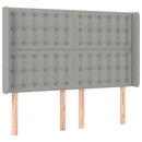sengegavl med kanter 147x16x118/128 cm stof lysegrå