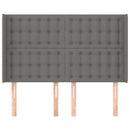 sengegavl med kanter 147x16x118/128 cm stof mørkegrå