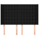 sengegavl med kanter 147x16x118/128 cm stof sort