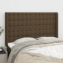 sengegavl med kanter 147x16x118/128 cm stof mørkebrun