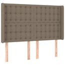 sengegavl med kanter 147x16x118/128 cm stof gråbrun