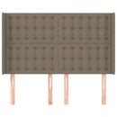 sengegavl med kanter 147x16x118/128 cm stof gråbrun