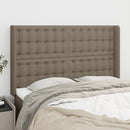 sengegavl med kanter 147x16x118/128 cm stof gråbrun