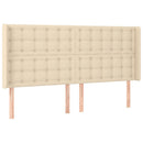 sengegavl med kanter 163x16x118/128 cm stof cremefarvet