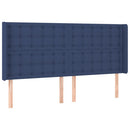 sengegavl med kanter 163x16x118/128 cm stof blå