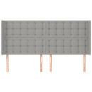 sengegavl med kanter 183x16x118/128 cm stof lysegrå